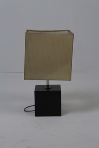 Dark Brown & Beige Wooden Cubicle Table Lamp 10" x 18" - GS Productions