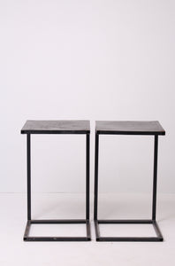 Set of 2 Black Metal Modern C Shaped Side/Working Tables 1.5' x 3.5'ft - GS Productions