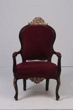 Load image into Gallery viewer, Maroon, Brown &amp; gold carved chair  2&#39;x  3.5&#39; ft - GS Productions
