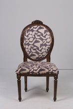 Load image into Gallery viewer, White, grey &amp; dull gold carved french chair 2&#39;x 3.5&#39;ft - GS Productions
