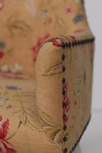 Biscuit,Beige,Yellow & Red Botanical with Bird Sofa Chair 2'x 3.5'ft - GS Productions