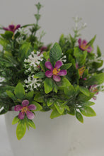 Load image into Gallery viewer, White Planter with Artificial Green, Pink &amp; White Plant 2.5&quot; x 2.5&quot; - GS Productions
