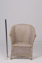 Load image into Gallery viewer, Set of 2 Off-white &amp; beige weathered cane chairs 2&#39; x 2.5&#39; - GS Productions
