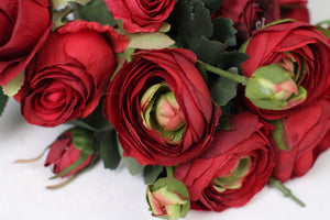 Red & Green Artificial Rose Flower Bunch 10" x10" - GS Productions