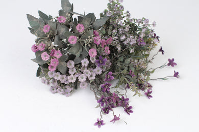 Purple, Lilic, Pink & Dull Green Artificial Bunch of Small Flowers 18