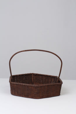 Brown Hexagon Cane Weaved Basket with Handle 12