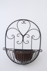 Black & Brown Metal Wall Hanging Planter Basket with Coco Liner 18" x 26" - GS Productions