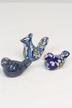 Load image into Gallery viewer, Artisan Hand Painted Ceramic Sparrows Bird in Tones of Blue - GS Productions
