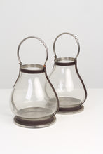 Load image into Gallery viewer, Set of 2 Brown &amp; Glass Candle Lantern 10&quot; x 20&quot; - GS Productions

