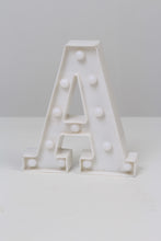Load image into Gallery viewer, White A Alphabetic Decoration Piece with Mini Bulbs 8&quot; x 9&quot; - GS Productions
