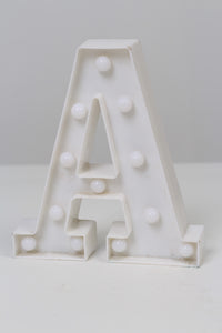 White A Alphabetic Decoration Piece with Mini Bulbs 8" x 9" - GS Productions