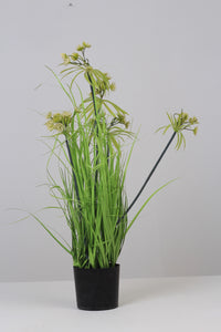 Artificial Yellow Green Plant with Black Planter 4" x 28" - GS Productions