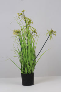 Artificial Yellow Green Plant with Black Planter 4" x 28" - GS Productions