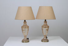 Load image into Gallery viewer, Set of 2 Beige &amp; Champaign Glass Table Lamps  6&quot; x 24&quot; - GS Productions
