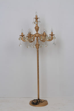Golden Traditional Baroque Pedestal/Floor Lamp with Crystals Hangings 24