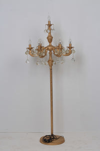 Golden Traditional Baroque Pedestal/Floor Lamp with Crystals Hangings 24" x 65" - GS Productions