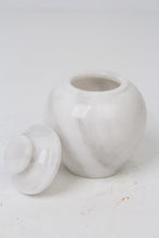 Load image into Gallery viewer, White &amp; Light Grey Marble Pot with Lid 7&quot; x 11&quot; - GS Productions

