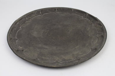 Dark Copper Real Antique Carved Traditional Tray in Brass - GS Productions