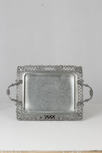 Load image into Gallery viewer, Dull silver fully carved traditional Tray 14&quot; - GS Productions

