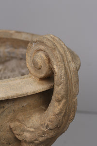 Classic beige Limestone lion urn  2.5'x3'ft - GS Productions