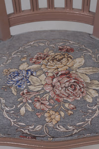 Dull pink & dull blue floral chair 2' x 3.5'ft - GS Productions