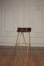 Load image into Gallery viewer, Set Of 3 Dark Brown Wooden &amp; iron High Stool/Bar Stool - GS Productions
