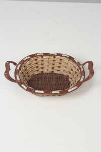 Beige & Brown Cane Fruit Basket 16" x 4" - GS Productions