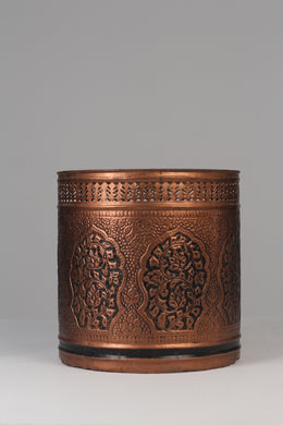 Antique copper carved planter 14