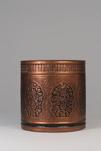 Antique copper carved planter 14"x 14" - GS Productions