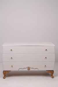 White & Gold High Gloss Finish Chester Drawers 3.5' x 2.75'ft - GS Productions