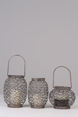Set of 3 grey candle lanterns  06