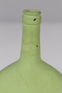 Apple green old painted glass bottle 9.5" - GS Productions