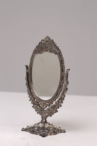 Antique Silver Traditional Vintage Carved Looking Mirror Stand 4" x 8" - GS Productions