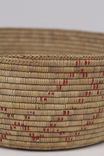 Load image into Gallery viewer, Brown &amp; Red round weaved basket 20&quot;x  08&quot; - GS Productions
