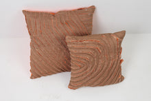 Load image into Gallery viewer, Set of 2 Brown Soft Cushions With Slashing in Orange &amp; Skin - GS Productions
