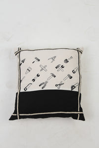 Black & White Soft Cushion Embroidery with Tape Details - GS Productions