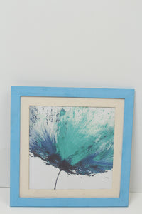 Blue & White Abstract Modern Art Print (Painting) with Blue Wooden Frame - GS Productions