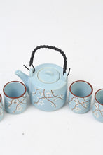 Load image into Gallery viewer, Light Blue, White &amp; Brown Ceramic Chinese Green Tea Set (1 kettle, 4 cups ) - GS Productions
