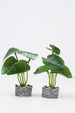 Set of 2 Grey Small Planter with Green Artificial Plant 2