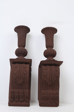 Set of 2 Brown Carved Wooden Wall Mount Candle Holder 5