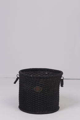 Black plastic cane weaved basket/planter 15