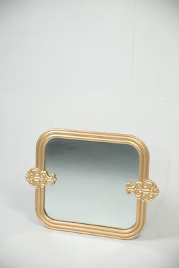 shiny gold wooden carved medium height mirror. - GS Productions