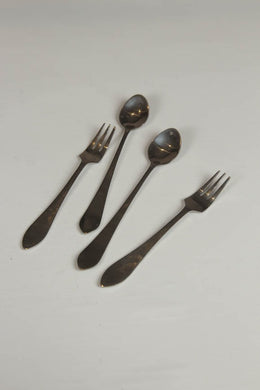 set of 2 silver forks & tasting spoons. - GS Productions