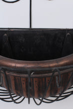 Load image into Gallery viewer, Black &amp; Brown Metal Wall Hanging Planter Basket with Coco Liner 18&quot; x 26&quot; - GS Productions
