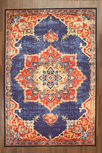 Blue & Orange Traditional 5' x 8'ft Carpet - GS Productions