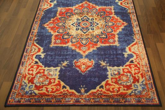 Blue & Orange Traditional 5' x 8'ft Carpet - GS Productions