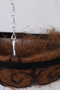 Black & Brown Hanging Iron Planter with Coconut Fur - GS Productions