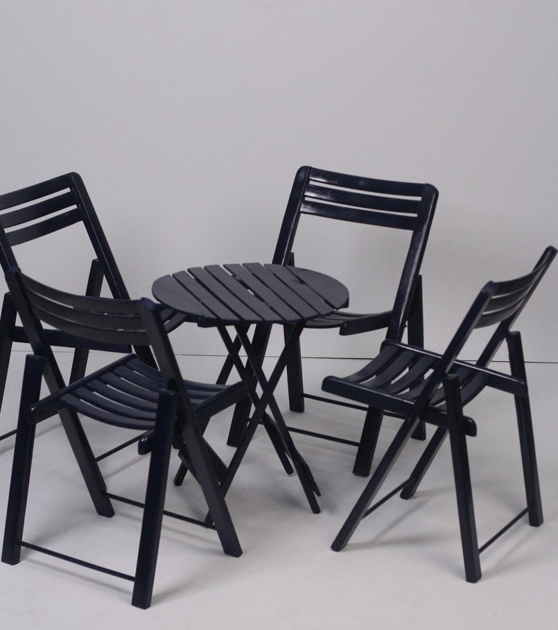 Set of 4 deep Blue outdoor Chairs & Table - GS Productions