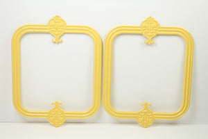 Set of 2 Yellow Wooden Carved Frames 2.5' x 3'ft - GS Productions
