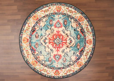 Orange & Blue Traditional 5' x 5'ft Carpet - GS Productions